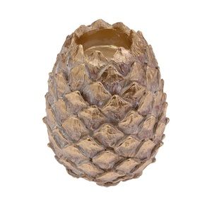 NWT Boston International Tall Gold Wash Pinecone Tealight Candleholder